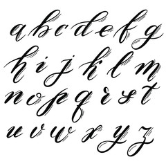 Isolated vector alphabet, modern brush calligraphy for typography, design.