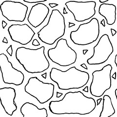 Stones handdrawn seamless black and white pattern. Vector illustration.