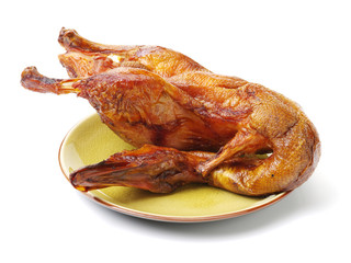Peking Duck, China's most famous dish on white background