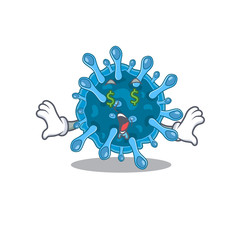 Rich microscopic corona virus with Money eye mascot character style