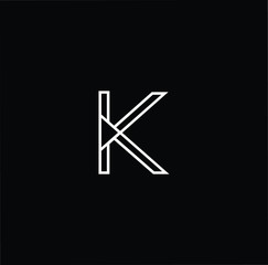Minimal elegant monogram art logo. Outstanding professional trendy awesome K KK initial based Alphabet icon logo. Premium Business logo White color on black background