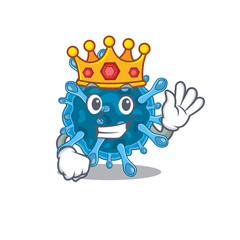 The Royal King of microscopic corona virus cartoon character design with crown