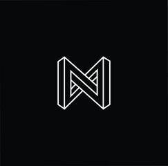 Naklejka premium Minimal elegant monogram art logo. Outstanding professional trendy awesome MN NM initial based Alphabet icon logo. Premium Business logo White color on black background