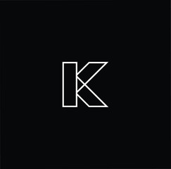 Minimal elegant monogram art logo. Outstanding professional trendy awesome K KK initial based Alphabet icon logo. Premium Business logo White color on black background