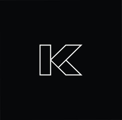 Minimal elegant monogram art logo. Outstanding professional trendy awesome K KK initial based Alphabet icon logo. Premium Business logo White color on black background