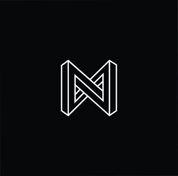 Minimal elegant monogram art logo. Outstanding professional trendy awesome MN NM initial based Alphabet icon logo. Premium Business logo White color on black background