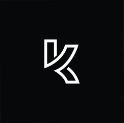 Minimal elegant monogram art logo. Outstanding professional trendy awesome artistic K KK initial based Alphabet icon logo. Premium Business logo White color on black background