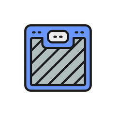 Vector floor scales flat color line icon.