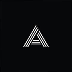 Minimal elegant monogram art logo. Outstanding professional trendy awesome artistic A AA AAA initial based Alphabet icon logo. Premium Business logo White color on black background