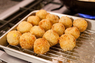 Makeing potato croquettes