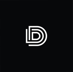 Minimal elegant monogram art logo. Outstanding professional trendy awesome artistic D DD DDD initial based Alphabet icon logo. Premium Business logo White color on black background - obrazy, fototapety, plakaty