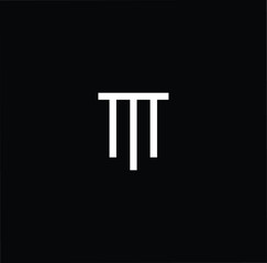 Minimal elegant monogram art logo. Outstanding professional trendy awesome artistic M MT TM initial based Alphabet icon logo. Premium Business logo White color on black background