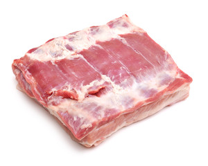 Pork belly on white background