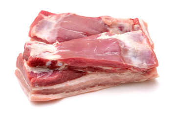 Pork belly on white background