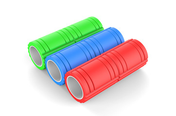 Blank Yoga Fitness Foam Roller For Branding, 3d render illustration.