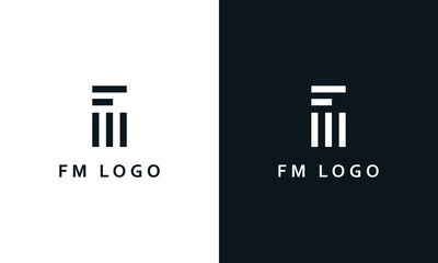 Minimal abstract line art letter FM logo. This logo icon incorporate with letter F and M in the creative way. - obrazy, fototapety, plakaty