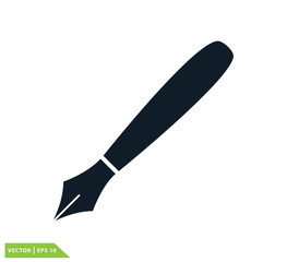 Fountain pen icon vector logo design template