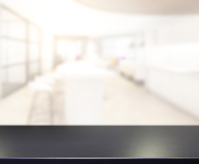Table Top And Blur Dining Room Of  Background