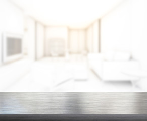 Table Top And Blur Living Room Of Background