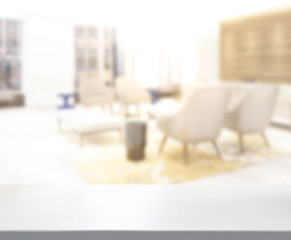 Table Top And Blur Living Room Of Background