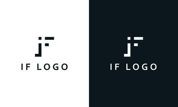 Minimal abstract line art letter IF logo. This logo icon incorporate with letter I and F in the creative way.