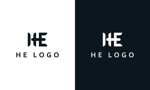 Minimal abstract line art letter HE logo. This logo icon incorporate with letter H and E in the creative way.