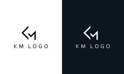 Minimal abstract line art letter KM logo. This logo icon incorporate with letter K and M in the creative way. - obrazy, fototapety, plakaty