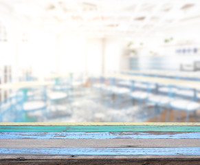 Table Top And Blur Restaurant Of Background