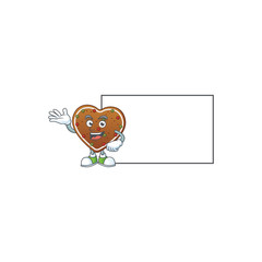 Gingerbread love with board cartoon mascot design style