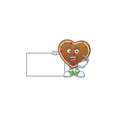 Funny gingerbread love cartoon design Thumbs up with a white board