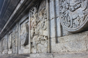 sculpture in the penataran temple, hindu temple guard kelud, blitar, east java, indonesia
