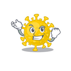Corona virus diagnosis cartoon character style with happy face