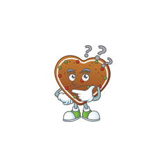 Cute gingerbread love cartoon character using a microphone