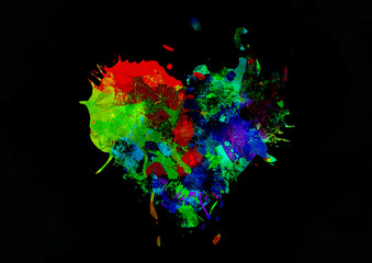 ペイントされたカラフルなハートの模様