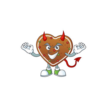 Cartoon picture of gingerbread love in devil cartoon character design