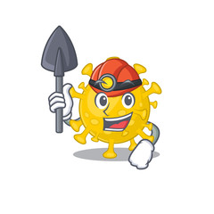 Cool miner worker of corona virus diagnosis cartoon character design