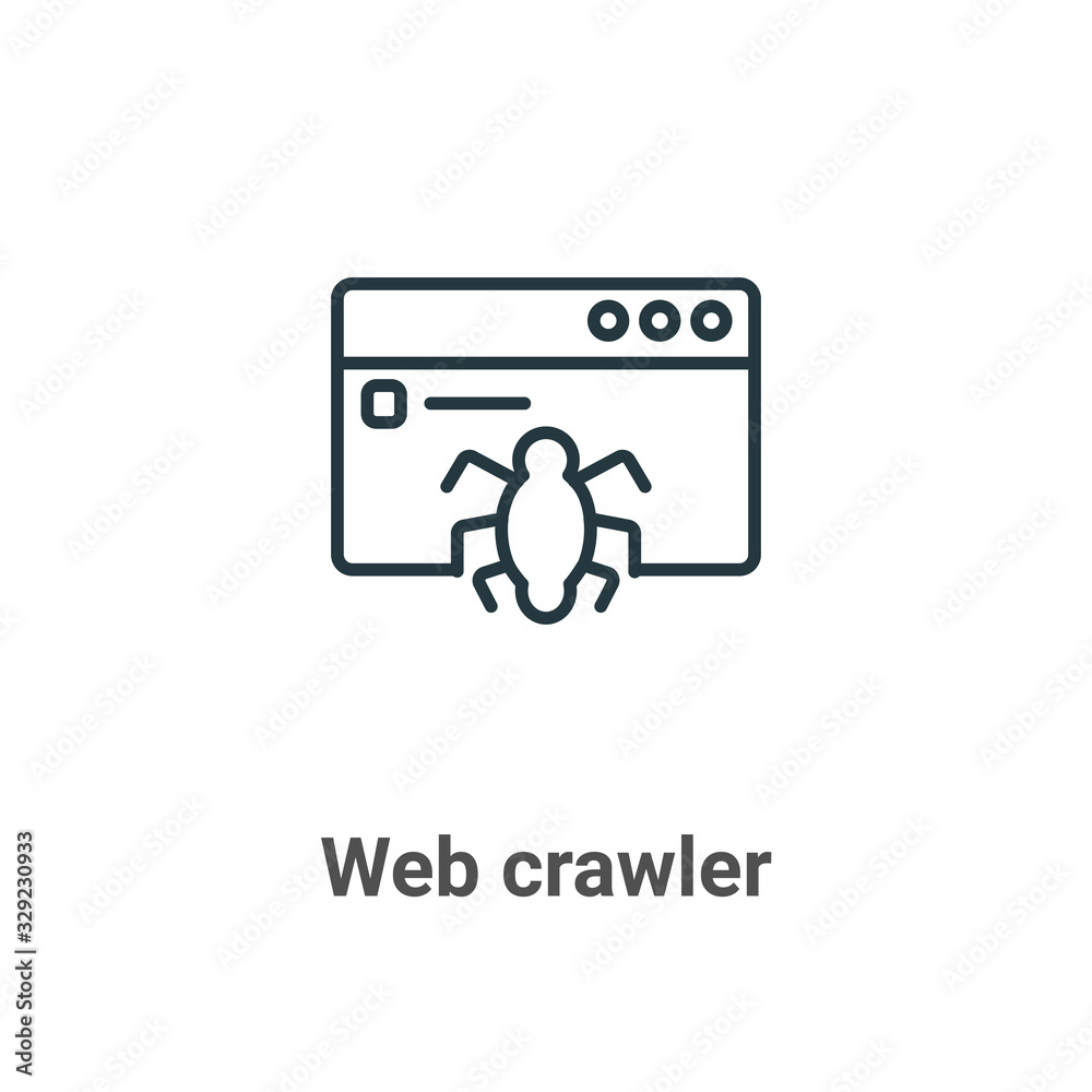 Poster web crawler outline vector icon. thin line black web crawler icon, flat vector simple element illust