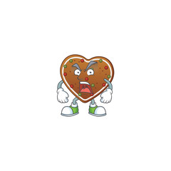 Gingerbread love mascot design concept showing angry face