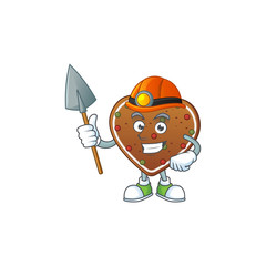 Cool miner worker of gingerbread love cartoon design concept