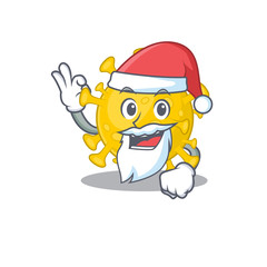 Corona virus diagnosis in Santa cartoon character design showing ok finger