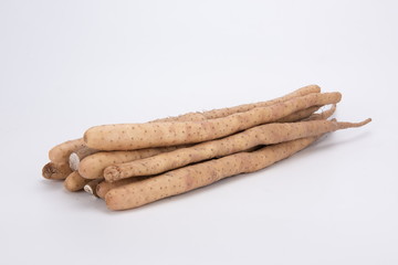 Fresh yam on white background.stock photo