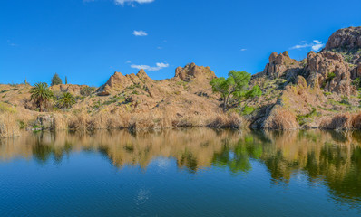 Beautiful view of Ayer Lake in the Boyce Thompson Arboretum State Park, Superior, Arizona USA