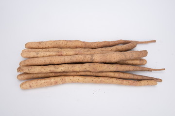 Fresh yam on white background.stock photo