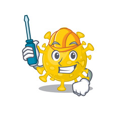 Smart automotive corona virus diagnosis presented in cartoon character design