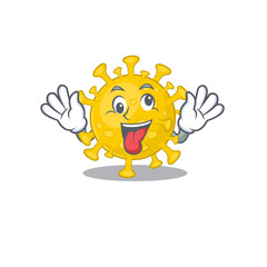 A picture of crazy face corona virus diagnosis mascot design style