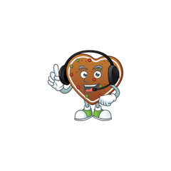 An attractive gingerbread love mascot character concept wearing headphone