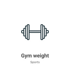 Gym weight outline vector icon. Thin line black gym weight icon, flat vector simple element illustration from editable sports concept isolated stroke on white background