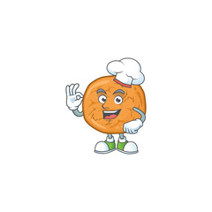 A picture of molasses cookies cartoon character wearing white chef hat