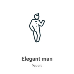 Elegant man outline vector icon. Thin line black elegant man icon, flat vector simple element illustration from editable people concept isolated stroke on white background