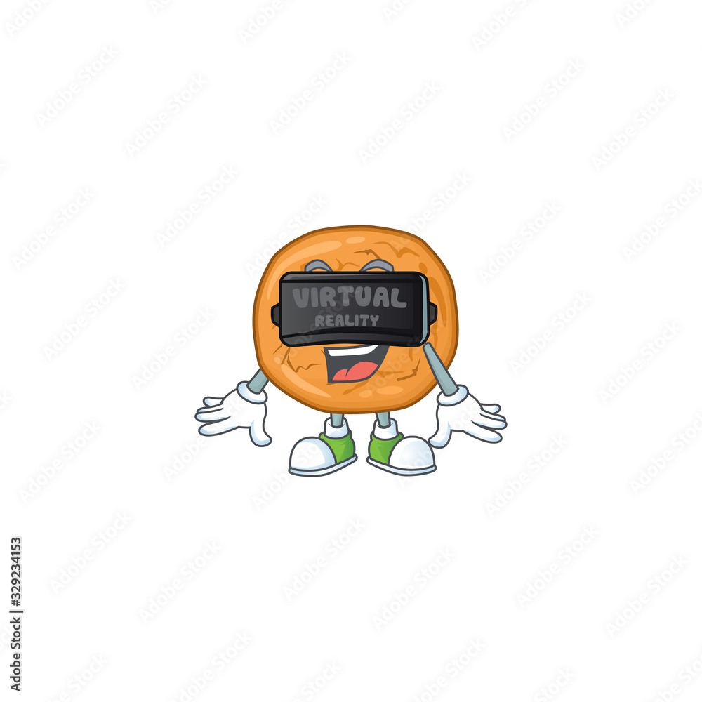 Sticker An icon of molasses cookies character using Virtual reality headset